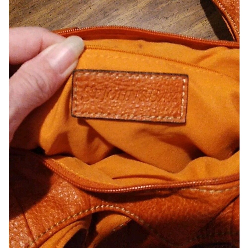 Stylish Orange Leather Shoulder Bag - Women - Picture 6 of 6